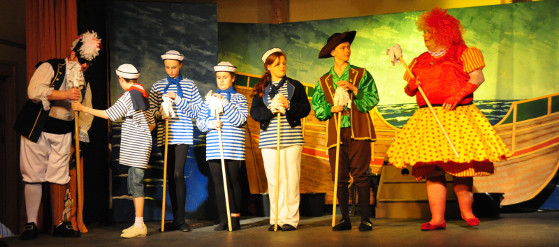 Captain Tuna and the crew doing drill